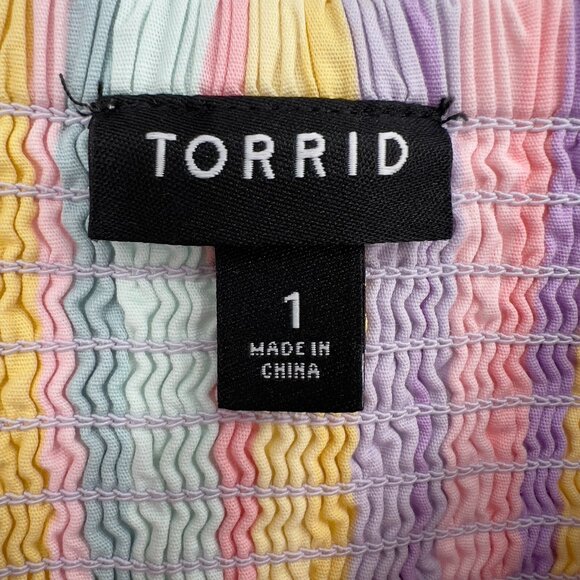 Torrid Plus Pastel Stripe Tie Front Sundress Knee Length Size 1X - Picture 8 of 11